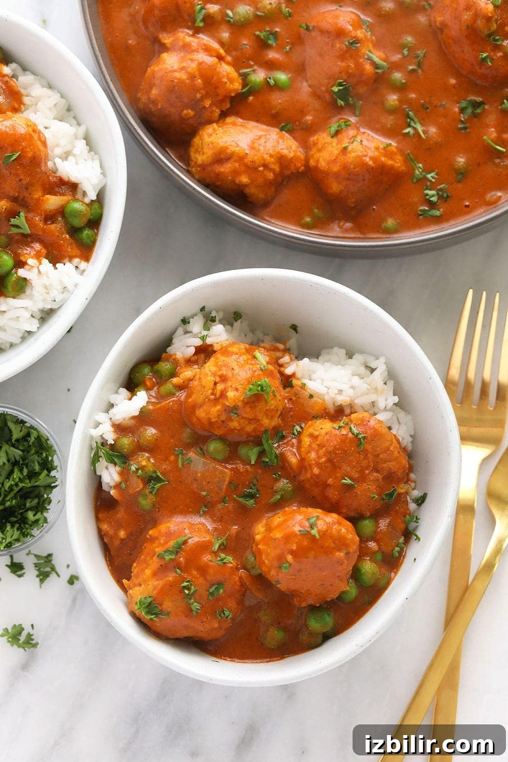Tikka Meatballs in a bowl!