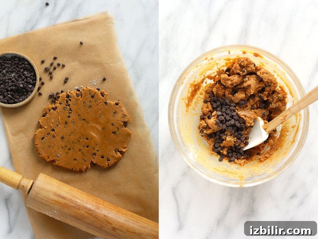 cookie dough in bowl with rolling pin
