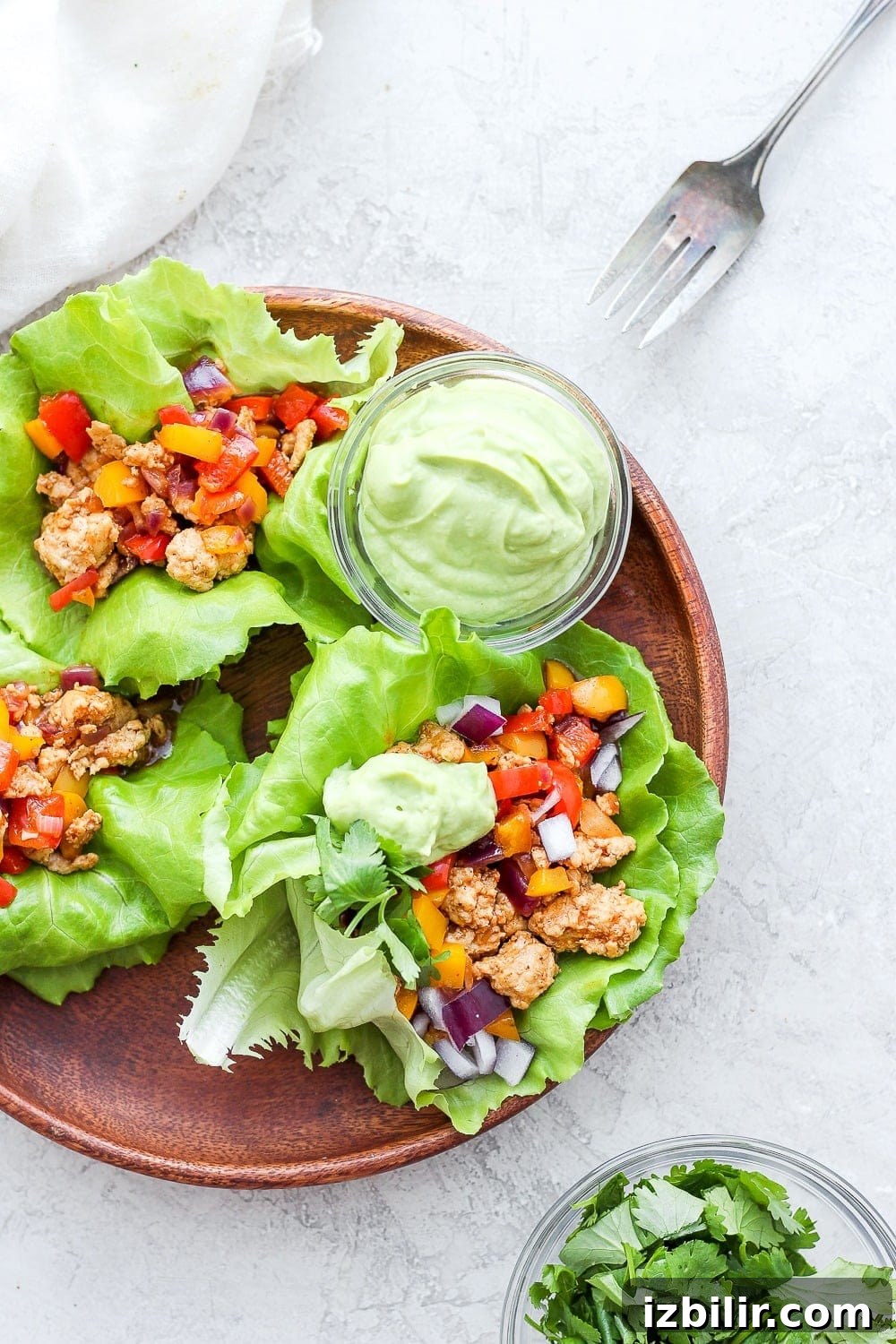 Fajita Ground Turkey Lettuce Wraps Lettuce wraps on a platter