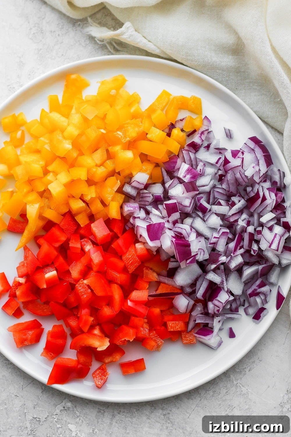 Fresh bell peppers and onions Vegetables on a plate