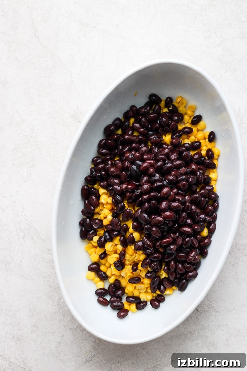 Black beans and sweet corn for vegan queso black beans and sweet corn ready to be mixed into vegan queso