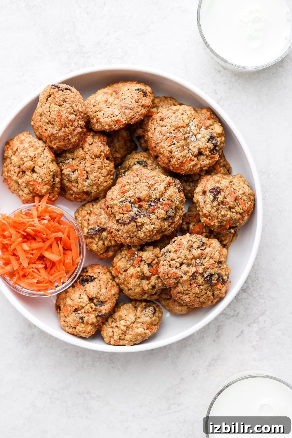 Oatmeal Carrot Cake Cookies Carrot cake cookies on a plate