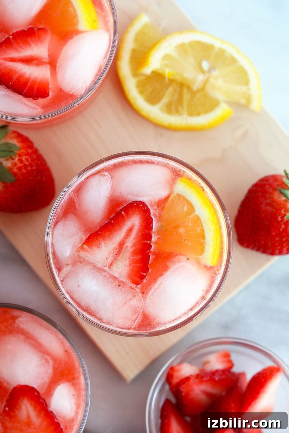 Strawberry vodka lemonade in a glass