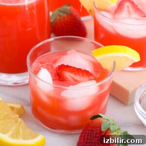 Strawberry vodka lemonade in a glass