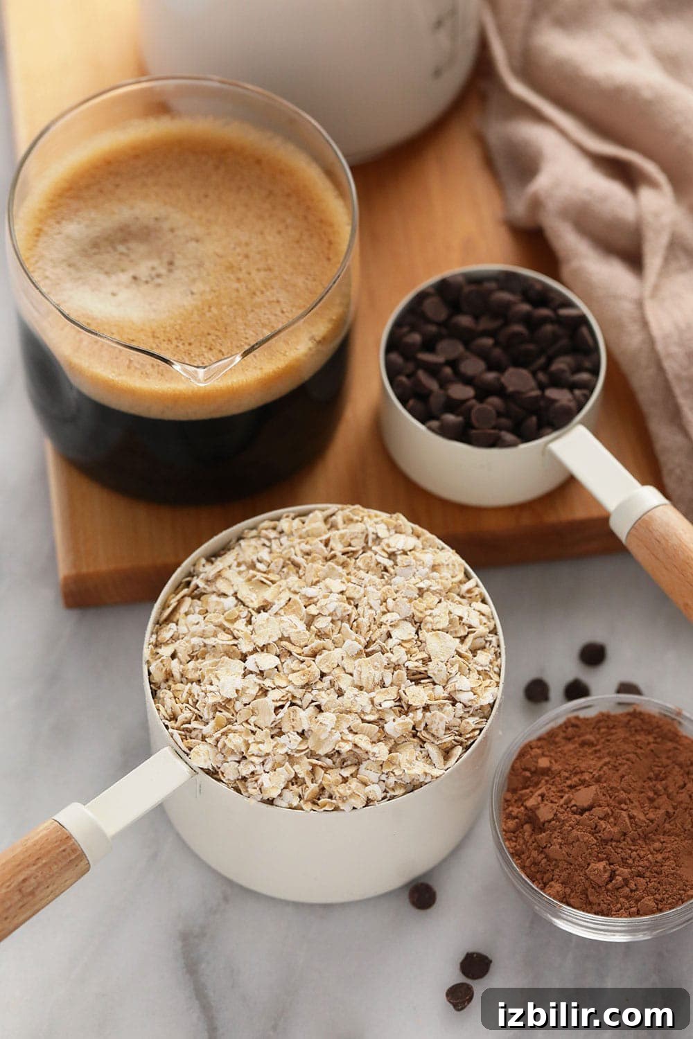 Quick Mocha Overnight Oats ingredients quick mocha overnight oats ingredients ready to be mixed
