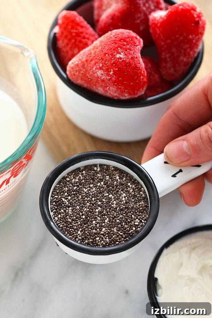 1/4 cup of chia seeds in a measuring cup