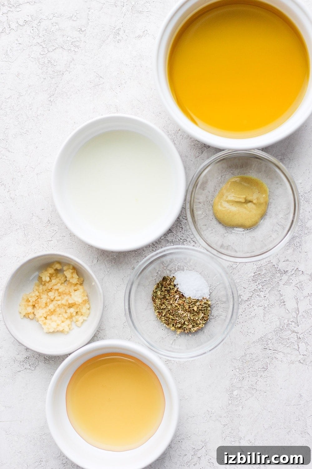 Individual ingredients for the salad dressing