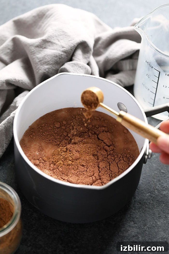 Mixing Vegan Chai Hot Chocolate vegan chai hot chocolate ready to be mixed