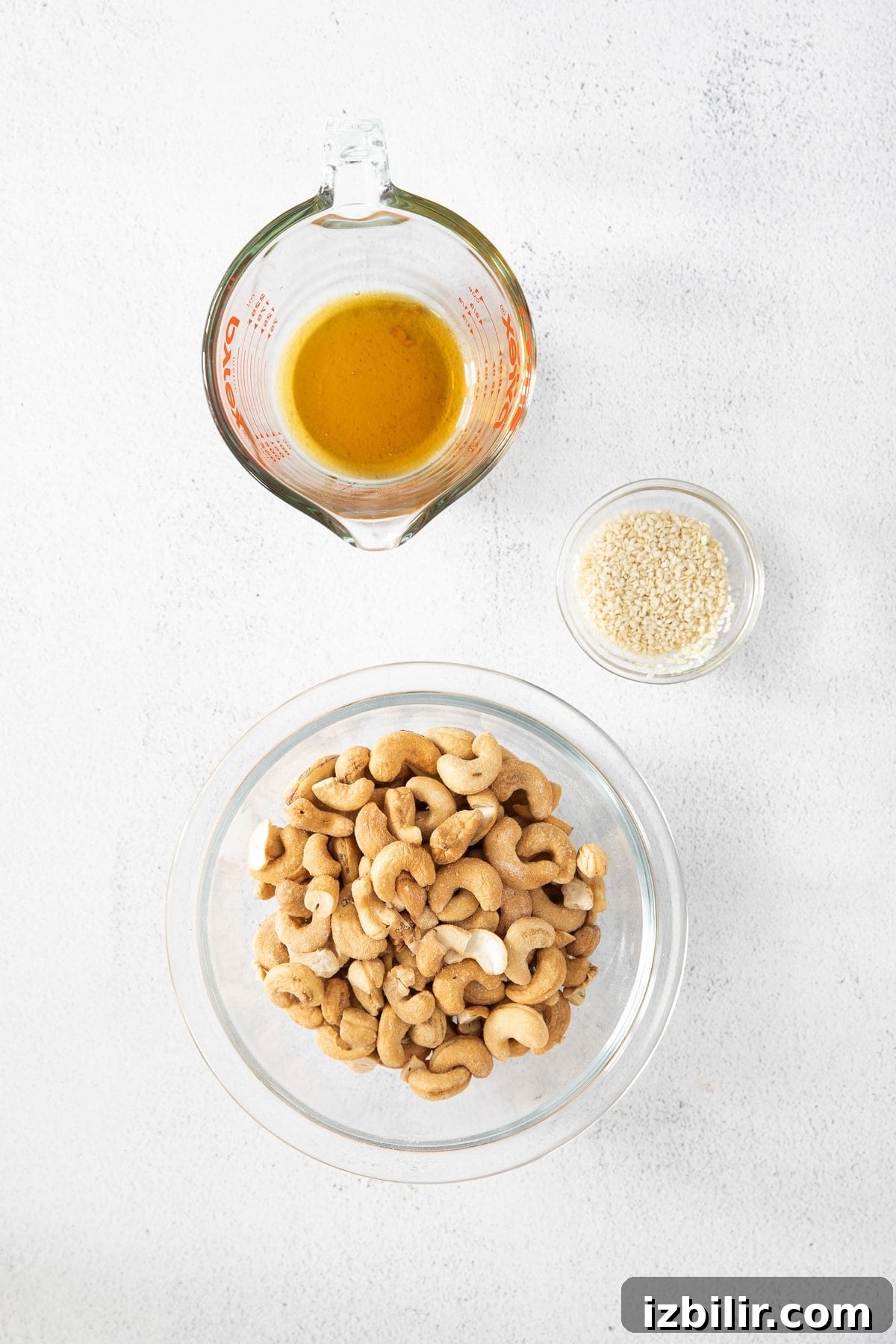 maple syrup, cashews, and sesame seeds
