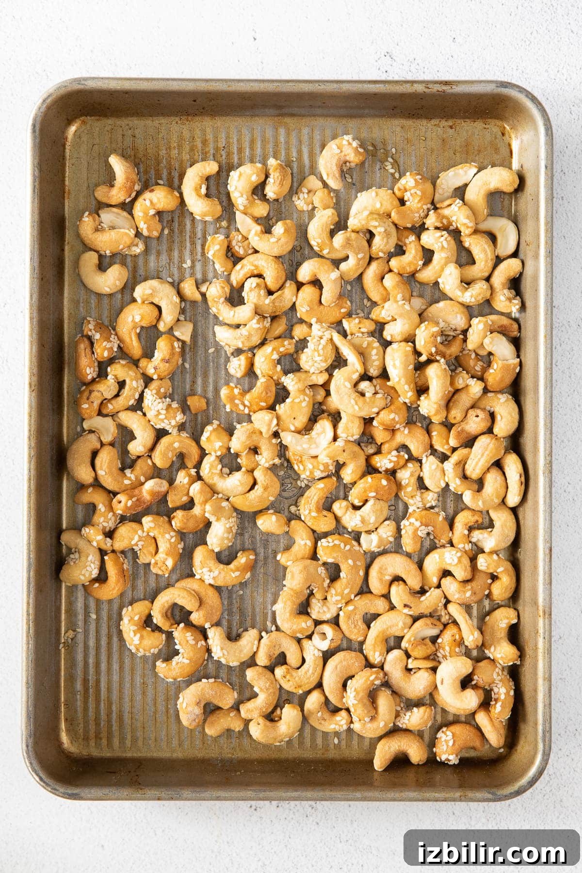cashews on a pan