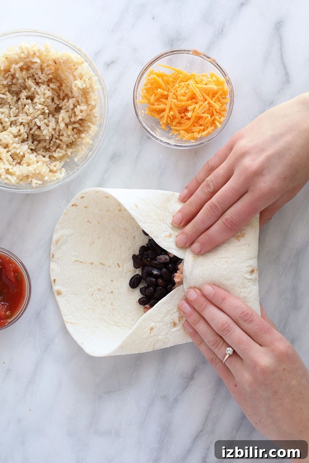 Wrapping a bean burrito wrapping bean burrito