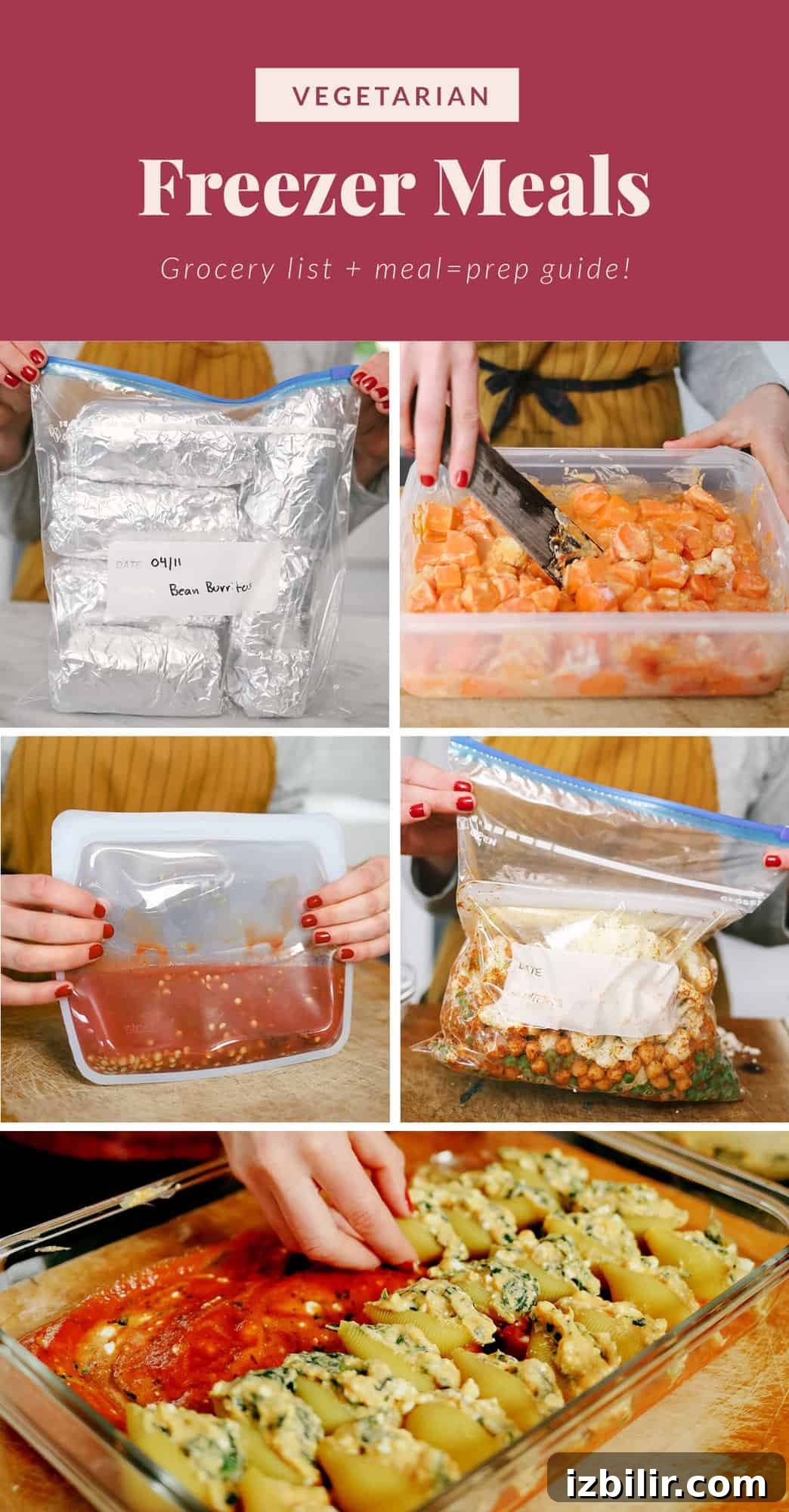 Vegetarian Freezer Meals with Printable Grocery List 2 How to make vegetarian freezer meals.