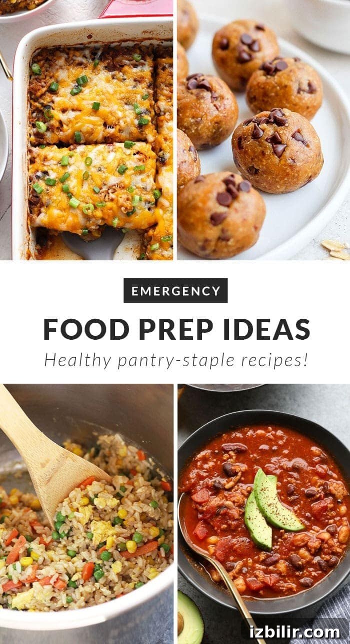 Welcome to our Guide to Emergency Food Prep. Here you will learn which healthy, long-lasting foods you should stock your pantry with during a crisis as well as tons of healthy meal ideas that use these pantry staples. emergency food prep ideas