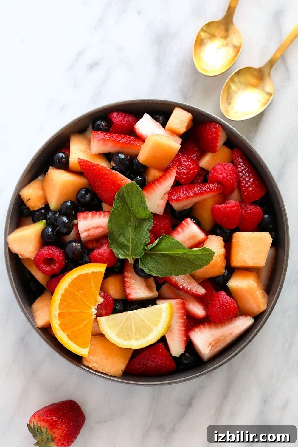 fresh fruit salad in a bowl ready to be served