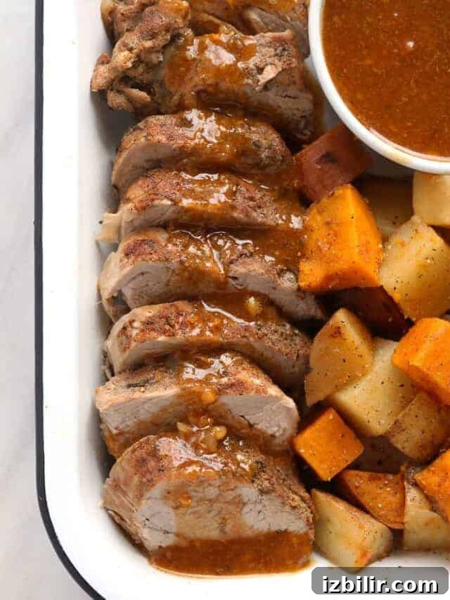 Pork tenderloin on a platter.