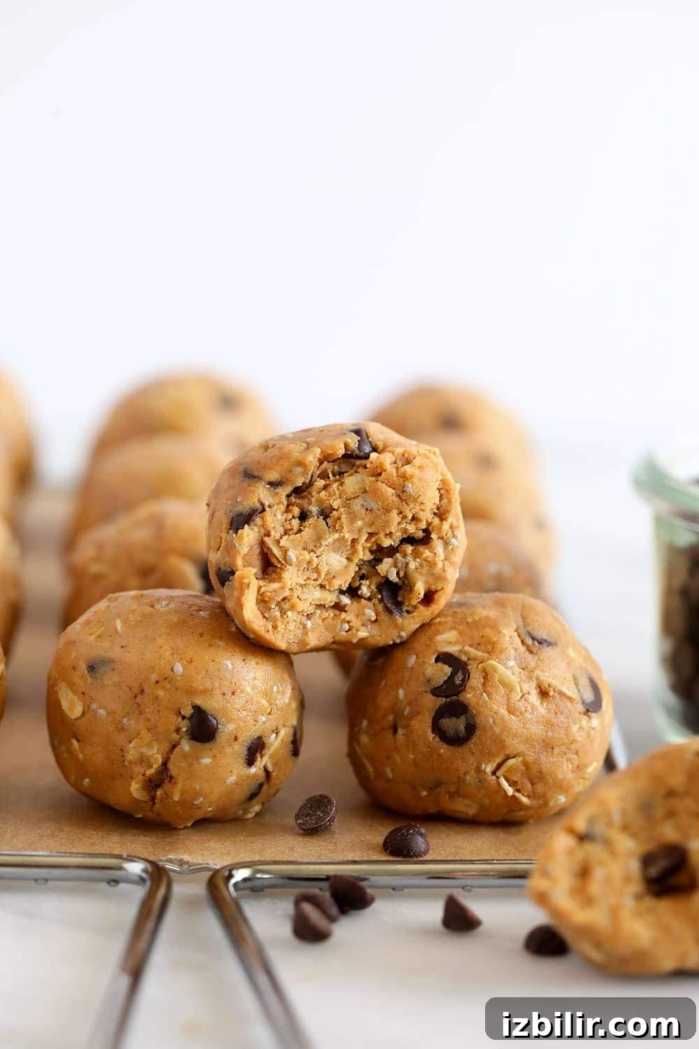 Peanut butter protein balls are the perfect high-protein snack to munch on post-workout or mid-day when you need something to tide you over! A stack of peanut butter protein balls