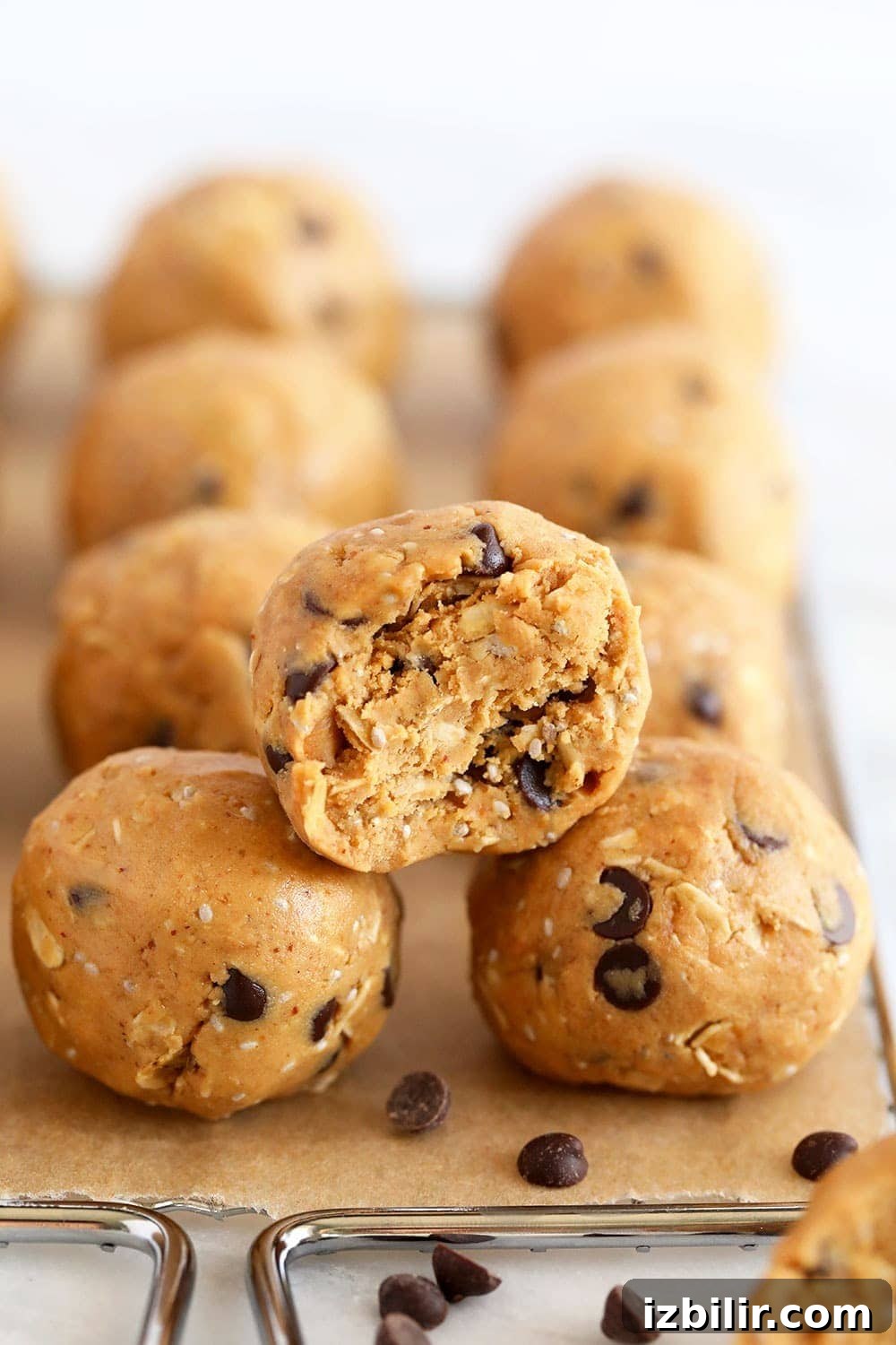 Peanut Butter Protein Balls stacked protein balls stacked