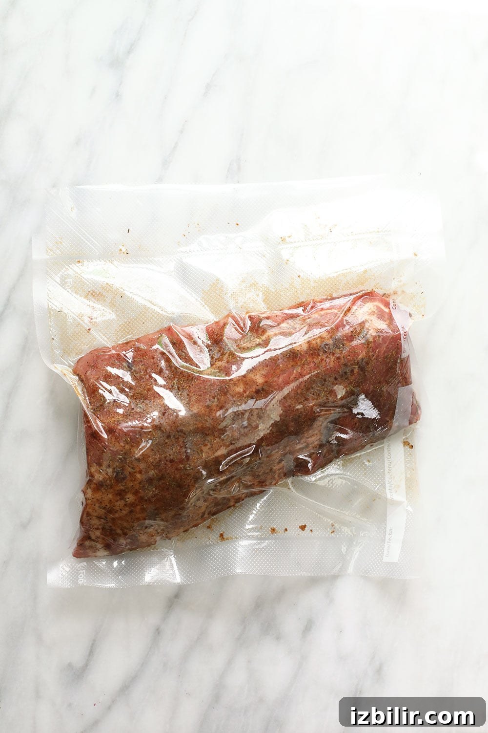 Sous vide ribs in a food saver bag.