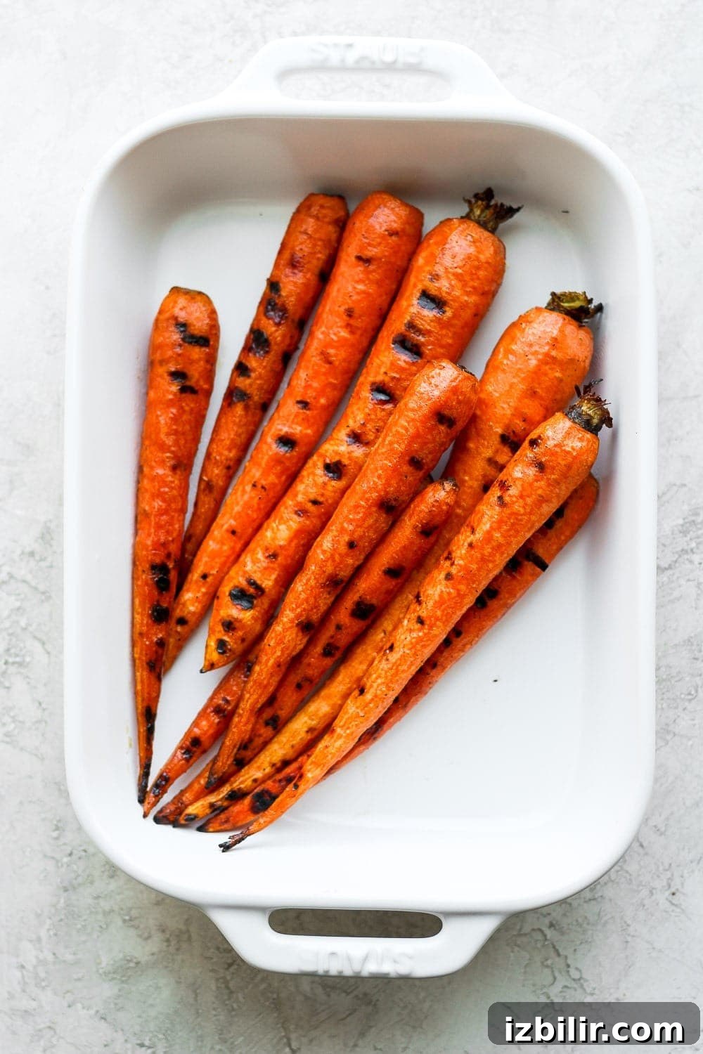 Grilled Carrots in a casserole dish