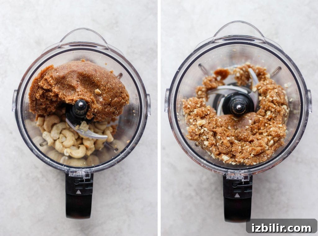 With just 3 simple ingredients you can make these Copycat Cashew Cookie Larabars that are grain-free, refined-sugar-free, vegan, and kid-friendly! dates, cashews, and salt in food processor