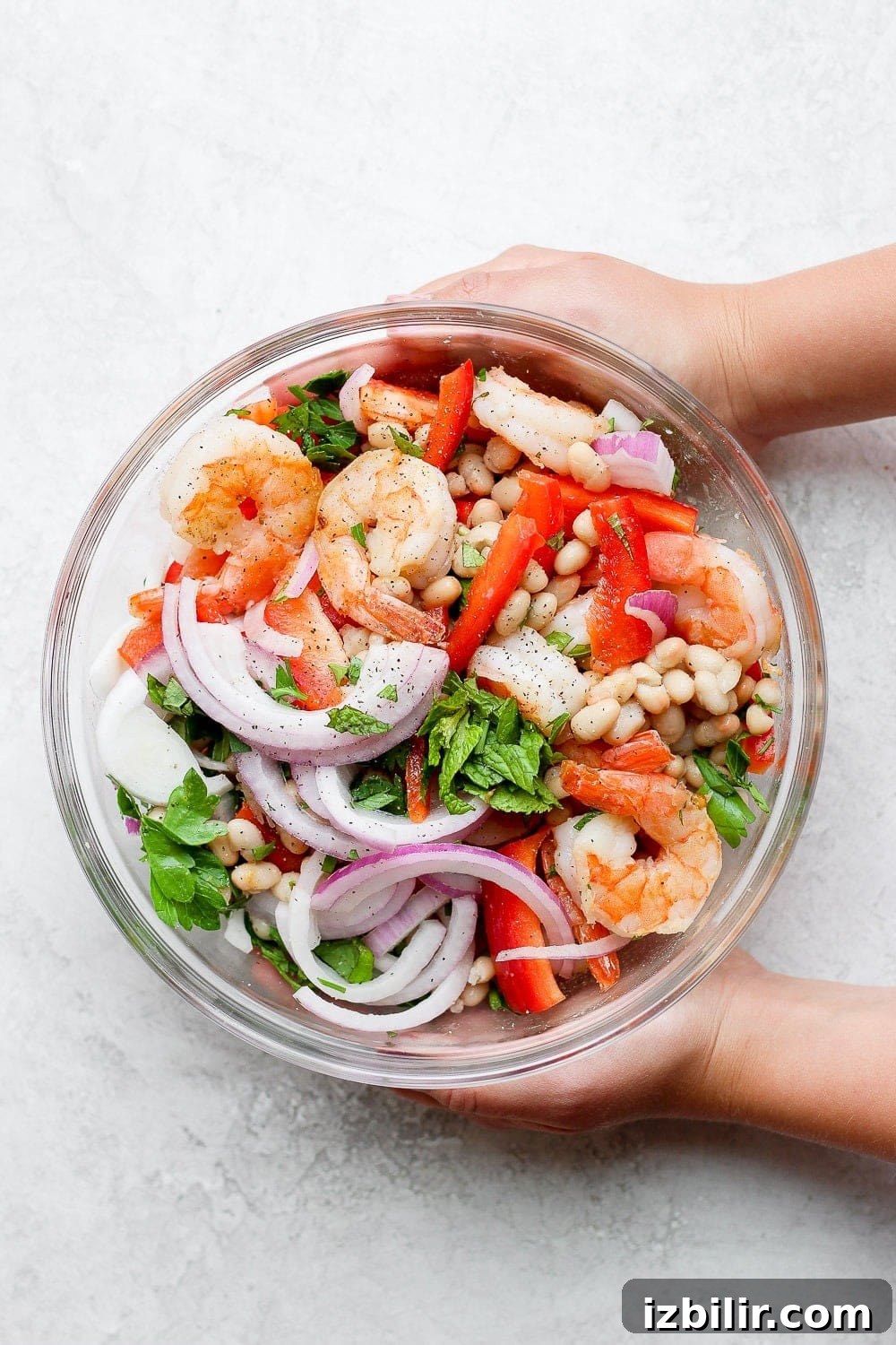 healthy shrimp salad in a bowl ready to be served