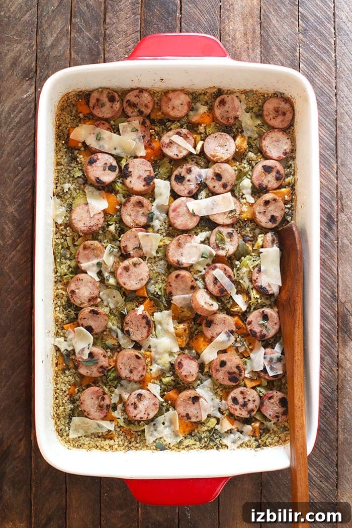 Chicken Apple Sausage Quinoa Bake with Brussels Sprouts 4 Quinoa bake ready to serve