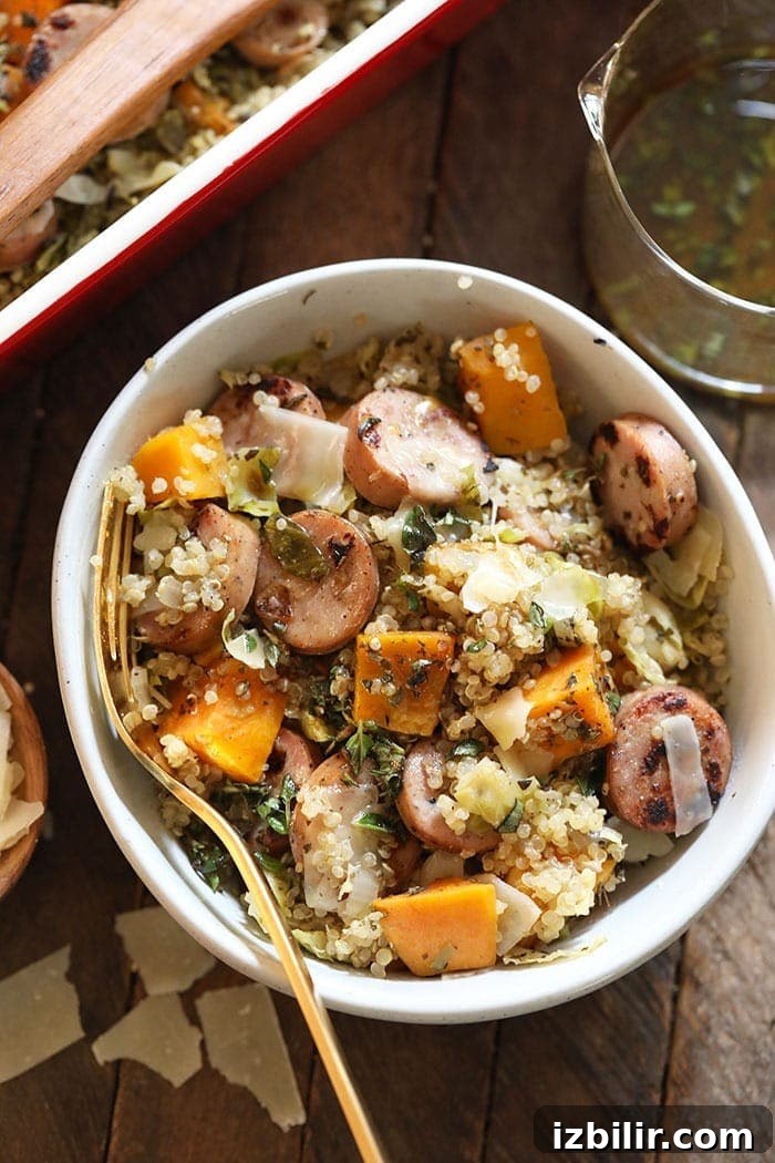 Chicken Apple Sausage Quinoa Bake with Brussels Sprouts 5 Apple Chicken Sausage Quinoa Casserole