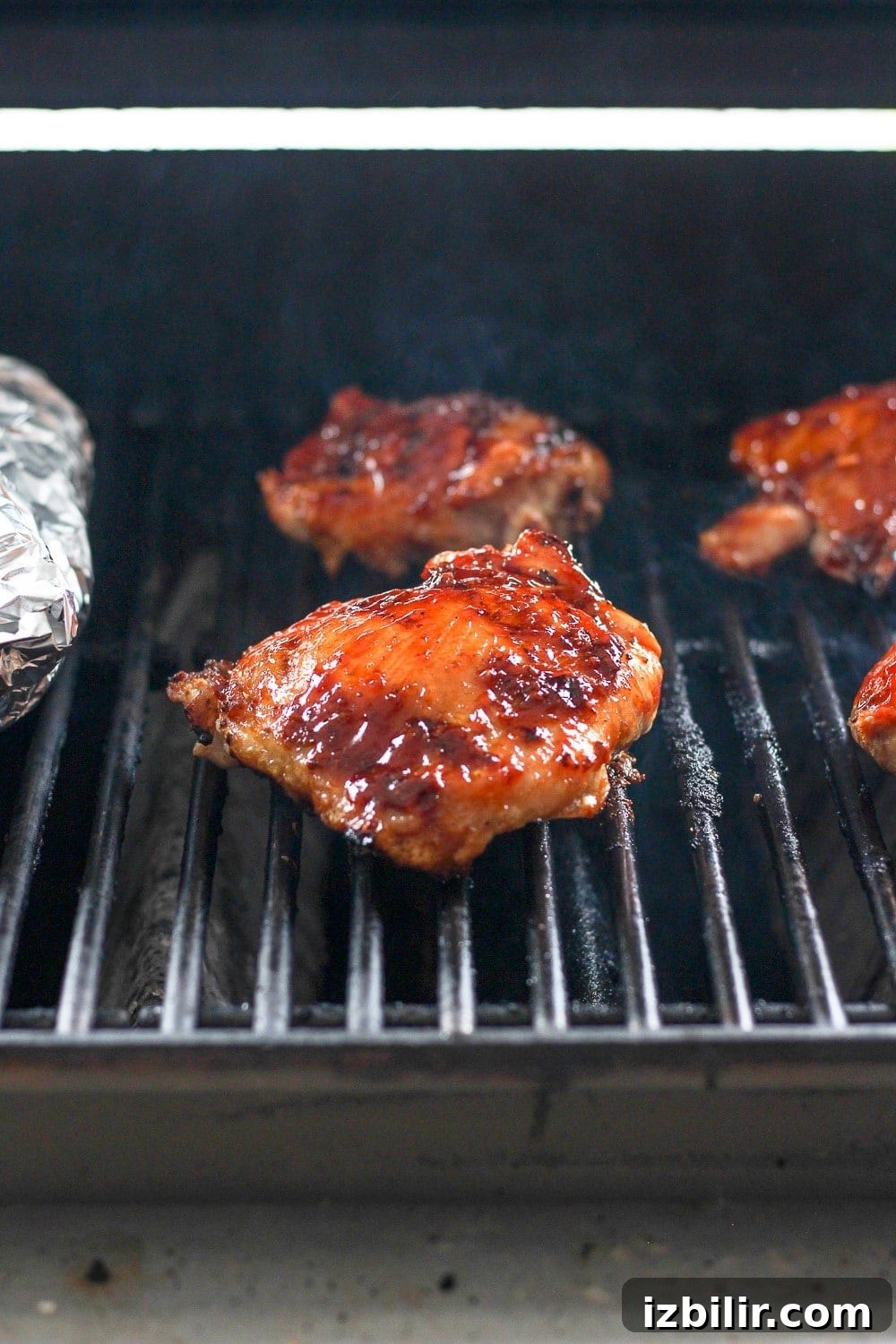Chicken thighs on the grill