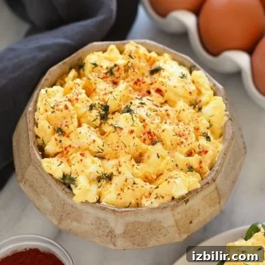 Healthy egg salad in a bowl.