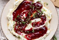 5-Minute Goat Cheese Dip with Raspberry Jam and Hot Honey