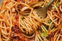 Chili Crunch Pasta Recipe with Smashed Tomato Sauce