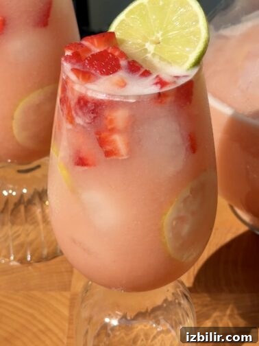 Pitcher of guava strawberry agua fresca